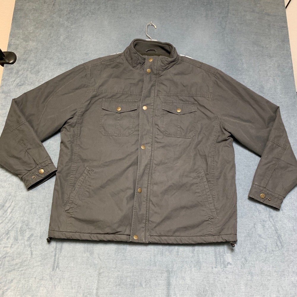 Red Head Fleece Lined Jacket Mens XL Gray Dual Chest Pockets Mock Neck Full Zip